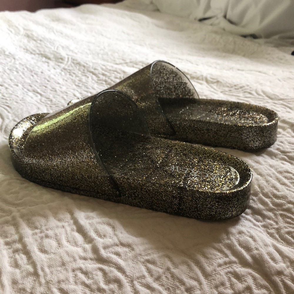 J. Crew glitter slides